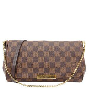 Louis Vuitton  Favorite MM Damier Ebene Chain Shoulder Bag Brown